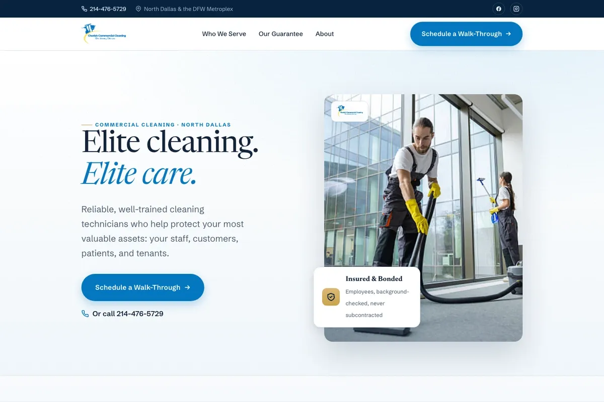 Cherish Commercial Cleaning website