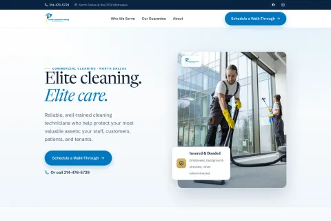 The Cherish Commercial Cleaning homepage, designed and built by Branchwork